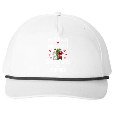 Just A Who Loves Christmas And Puppies Gift Meaningful Gift Snapback Five-Panel Rope Hat