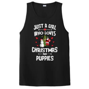 Just A Who Loves Christmas And Puppies Gift Meaningful Gift PosiCharge Competitor Tank