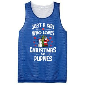 Just A Who Loves Christmas And Puppies Gift Meaningful Gift Mesh Reversible Basketball Jersey Tank