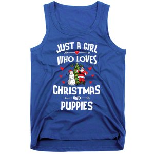 Just A Who Loves Christmas And Puppies Gift Meaningful Gift Tank Top