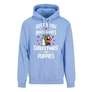 Just A Who Loves Christmas And Puppies Gift Meaningful Gift Unisex Surf Hoodie