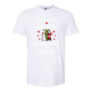 Just A Who Loves Christmas And Puppies Gift Meaningful Gift Softstyle CVC T-Shirt