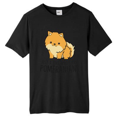 Just A Who Loves Pomeranians Cute Pomeranian Dog Tall Fusion ChromaSoft Performance T-Shirt