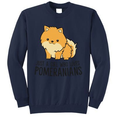 Just A Who Loves Pomeranians Cute Pomeranian Dog Tall Sweatshirt