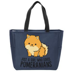 Just A Who Loves Pomeranians Cute Pomeranian Dog Zip Tote Bag