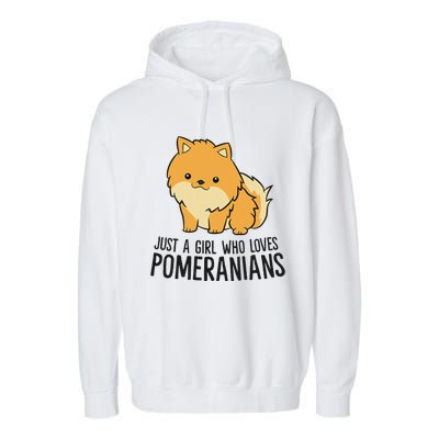 Just A Who Loves Pomeranians Cute Pomeranian Dog Garment-Dyed Fleece Hoodie