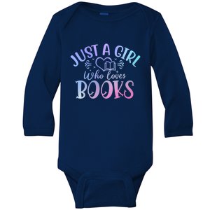 Just A Who Loves Books Reader Reading Cool Gift Baby Long Sleeve Bodysuit