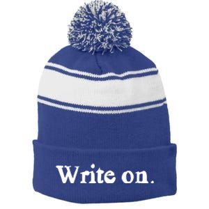 Journalist Autor Writer Write On Book Journalist Gift Stripe Pom Pom Beanie