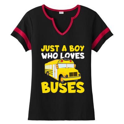 Just a  who loves Buses Ladies Halftime Notch Neck Tee