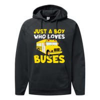 Just a  who loves Buses Performance Fleece Hoodie