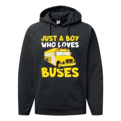 Just a  who loves Buses Performance Fleece Hoodie