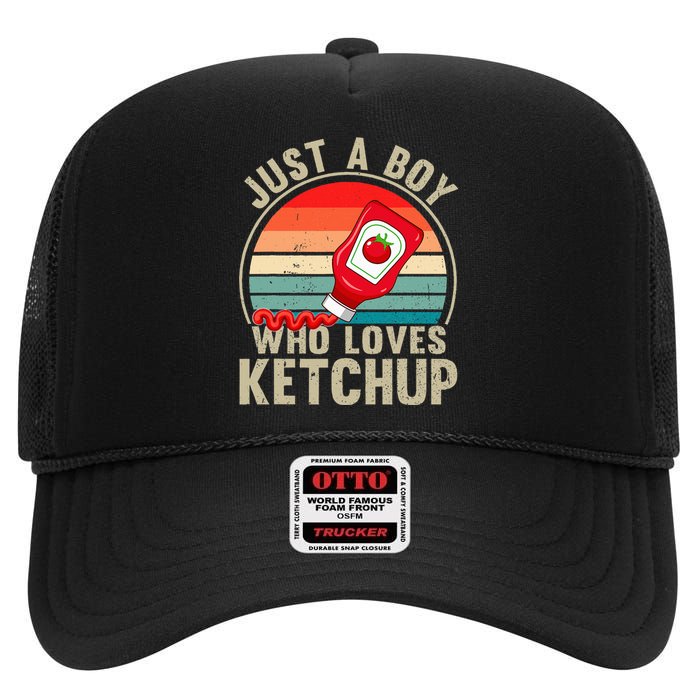 Just a Who Loves Ketchup Catsup Condiment Lover High Crown Mesh Back Trucker Hat