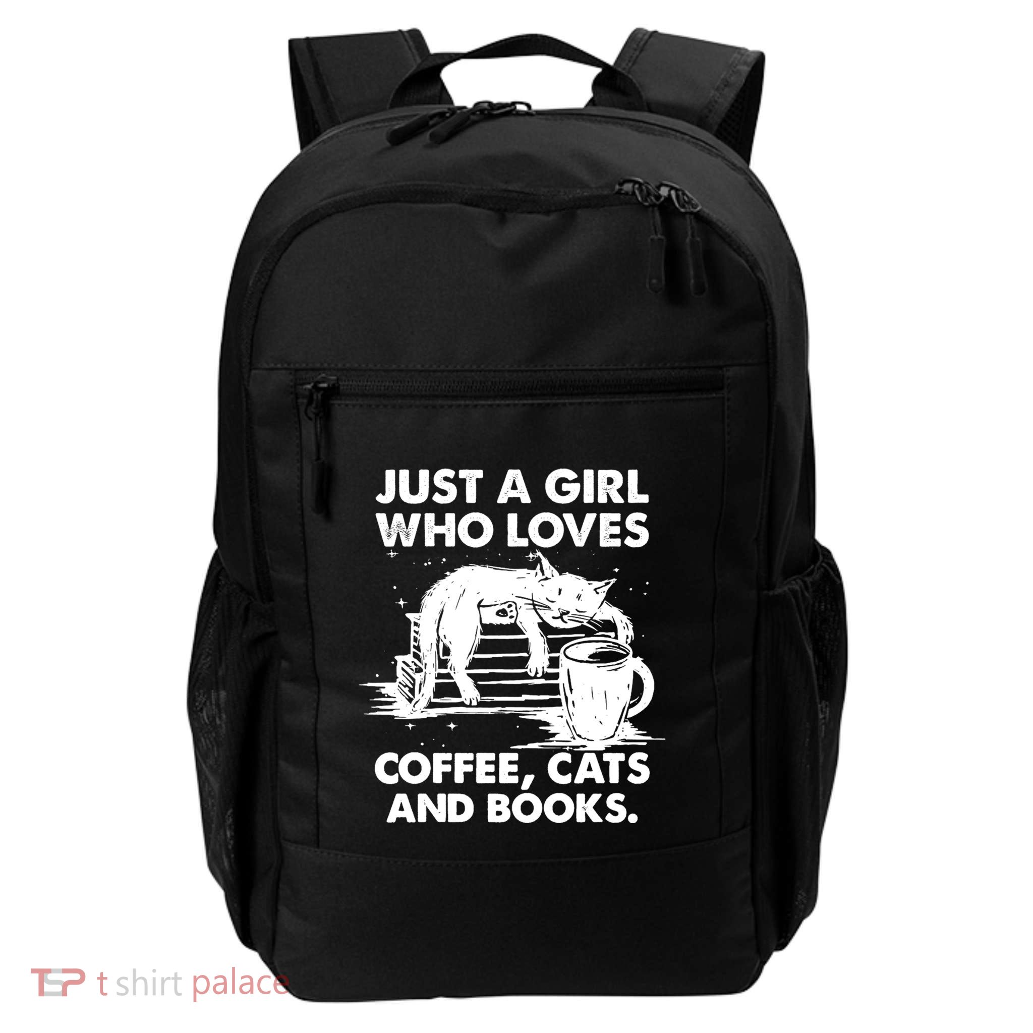 Just A Who Loves Coffee Cats And Books Gift Backpack