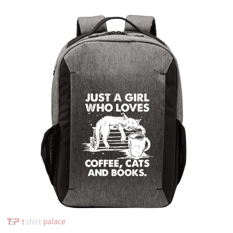 Just A Who Loves Coffee Cats And Books Gift Vector Backpack