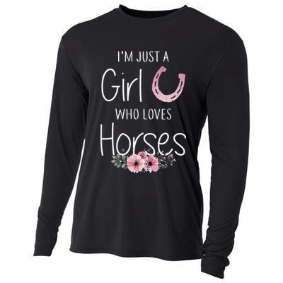 Just A Who Loves Horses Horse Cooling Performance Long Sleeve Crew
