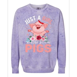 Just A Who Loves Pigs Colorblast Crewneck Sweatshirt