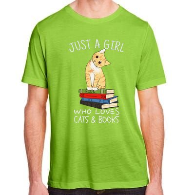 Just A Who Loves Books And Cats Funny Reading Short Sleeve Adult ChromaSoft Performance T-Shirt