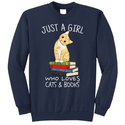 Just A Who Loves Books And Cats Funny Reading Short Sleeve Sweatshirt