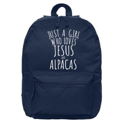 Just a who Loves Jesus and Alpacas Funny 16 in Basic Backpack