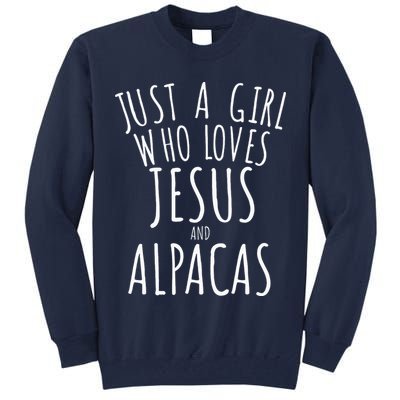 Just a who Loves Jesus and Alpacas Funny Tall Sweatshirt