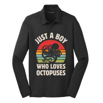 Just A  Who Loves Sea Animals Octopus  Silk Touch Performance Long Sleeve Polo