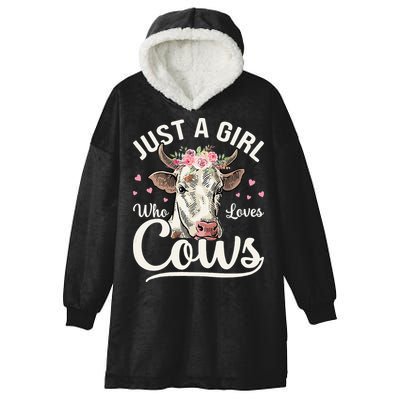 Just a  Who Loves Cows Funny Cute Cow for Girls  Hooded Wearable Blanket