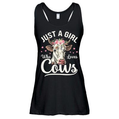 Just a  Who Loves Cows Funny Cute Cow for Girls  Ladies Essential Flowy Tank
