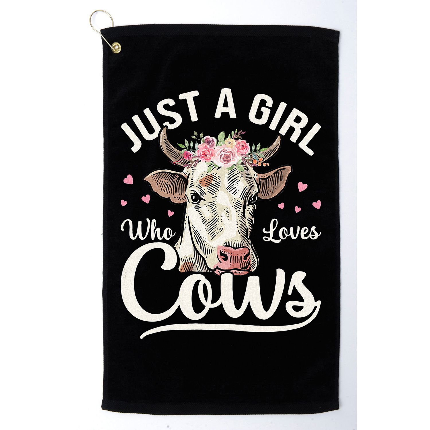 Just a  Who Loves Cows Funny Cute Cow for Girls  Golf Towel
