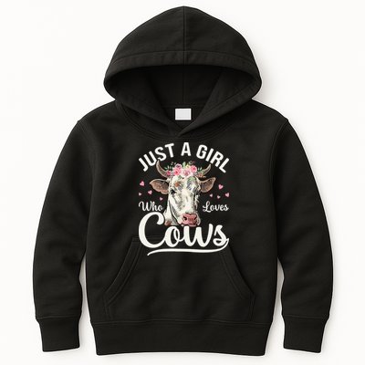 Just a  Who Loves Cows Funny Cute Cow for Girls  Kids Hoodie