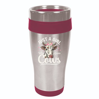 Just a  Who Loves Cows Funny Cute Cow for Girls  16oz Travel Tumbler
