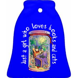 Just A Who Loves Books And Cats Book Nerd Librarian Gift Ceramic Bell Ornament