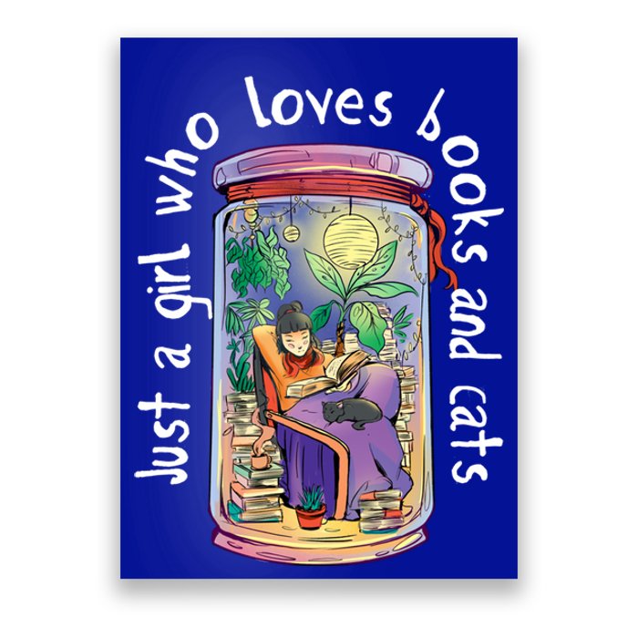 Just A Who Loves Books And Cats Book Nerd Librarian Gift Poster