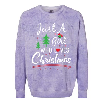 Just A Who Loves Christmas Great Christmas Tree Heart Gift Colorblast Crewneck Sweatshirt