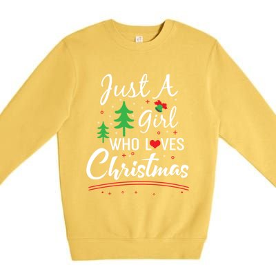 Just A Who Loves Christmas Great Christmas Tree Heart Gift Premium Crewneck Sweatshirt