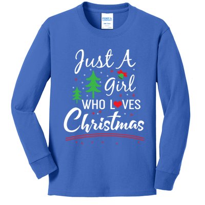 Just A Who Loves Christmas Great Christmas Tree Heart Gift Kids Long Sleeve Shirt