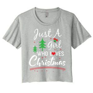 Just A Who Loves Christmas Great Christmas Tree Heart Gift Women's Crop Top Tee