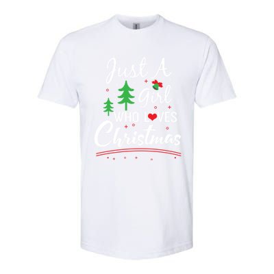 Just A Who Loves Christmas Great Christmas Tree Heart Gift Softstyle® CVC T-Shirt