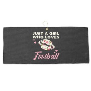 Just A Who Loves American Football Flowers Large Microfiber Waffle Golf Towel