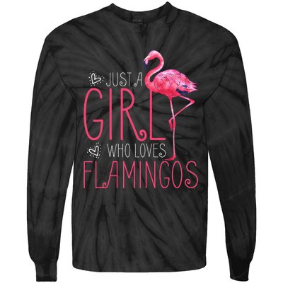 Just A Who Loves Flamingos Tie-Dye Long Sleeve Shirt