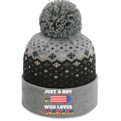 Just A Who Loves Firework Firecrackers 4th Of July Gift The Baniff Cuffed Pom Beanie