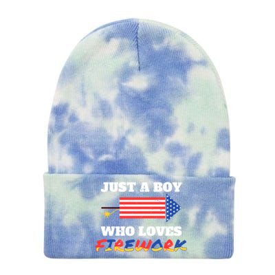 Just A Who Loves Firework Firecrackers 4th Of July Gift Tie Dye 12in Knit Beanie