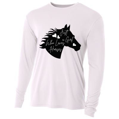 Just A Who Loves Horses Horse Gifts For Horse Cooling Performance Long Sleeve Crew