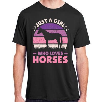 Just A Who Loves Horses  Horse Stuff Adult ChromaSoft Performance T-Shirt