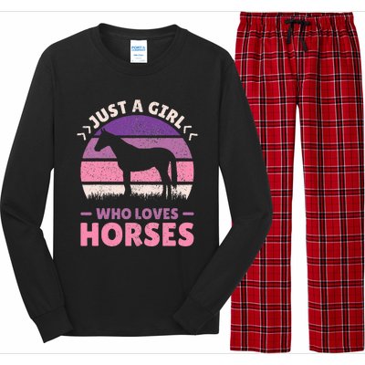 Just A Who Loves Horses  Horse Stuff Long Sleeve Pajama Set