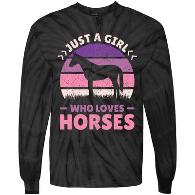 Just A Who Loves Horses  Horse Stuff Tie-Dye Long Sleeve Shirt