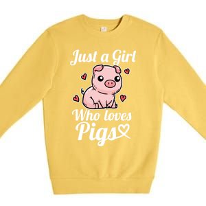 Just A Who Loves Pigs Cute Pig Costume Gift Premium Crewneck Sweatshirt