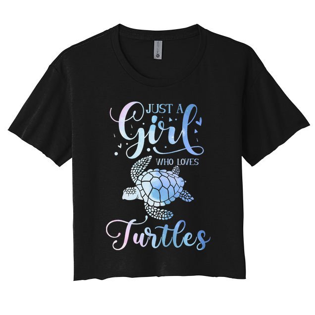 Just A Who Loves Turtles Watercolor Cute Crop Top