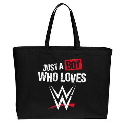 Just A  Who Loves Wrestling Cotton Canvas Jumbo Tote