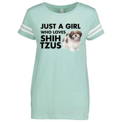 Just A Who Loves Shih Tzus Great Gift Enza Ladies Jersey Football T-Shirt