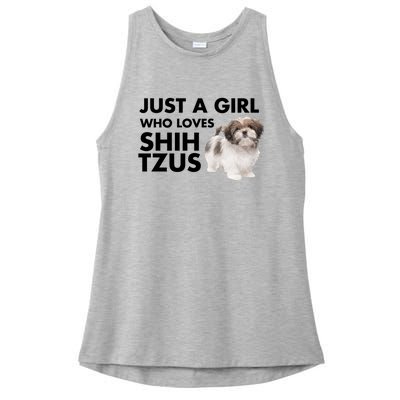 Just A Who Loves Shih Tzus Great Gift Ladies PosiCharge Tri-Blend Wicking Tank